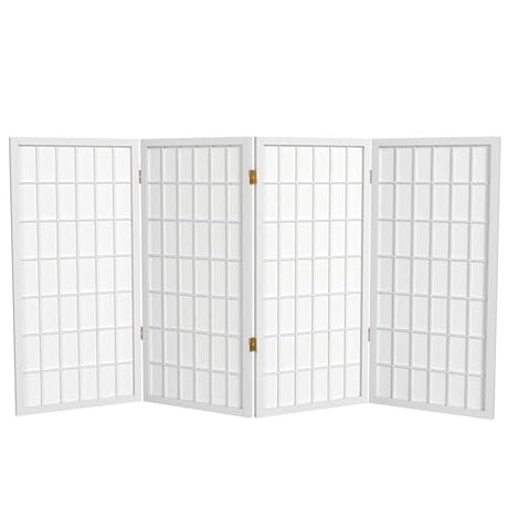 3 ft. Short Window Pane Shoji Screen - White - 4 Panels Red Lantern