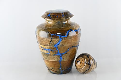 DnU Avenue Solid Wood Hand Turned Wooden Urns for Human Ashes Male/Female, Cremation Urns for Men/Women Decorative Urns for Ashes, Large Funeral Urns for Adults up to 250 Cu/in (X-Large: 8x8x11) DnU Avenue