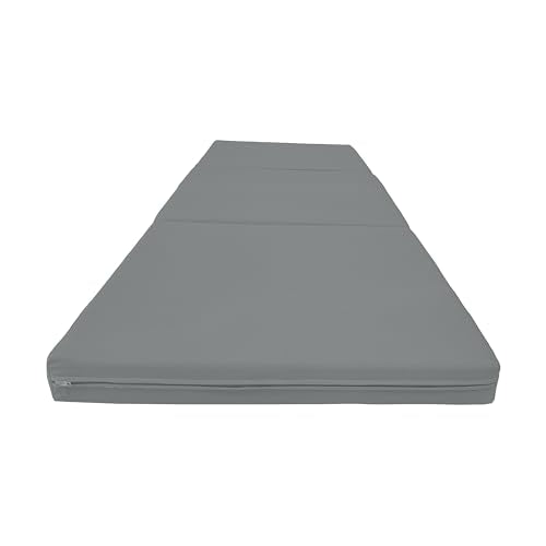 D&D Futon Furniture Trifold Foam Beds, Floor Tri-Fold Bed, Foldable Shikibuton Mattress Cushion Topper Mat for Space Saving Sleepover 3x27x75 in, Gray D&D Futon Furniture