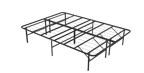 MAKE CHANGES Foldable Full Size Bed Frame，Metal Platform with 14" Underbed Storage, Heavy Duty，Noise Free,Easy Foldable Assembly, No Box Spring Needed,Black MAKE CHANGES