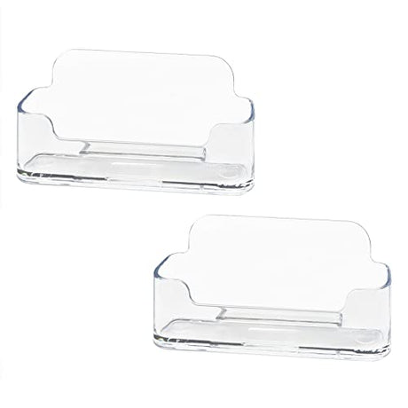 HSYMQ Acrylic Business Card Holder for Desk, Clear Plastic Business Cards Display Holders Stand, Fits 30-50 Business Cards HSYMQ