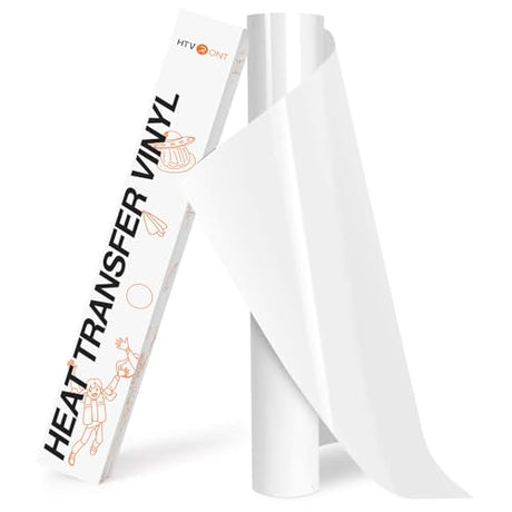 HTVRONT HTV Roll Heat Transfer Vinyl - 12" x 8ft White HTV Vinyl for Shirts, Iron on Vinyl for All Cutting Machine - Easy to Cut & Weed for Heat Transfer Design (White) HTVRONT