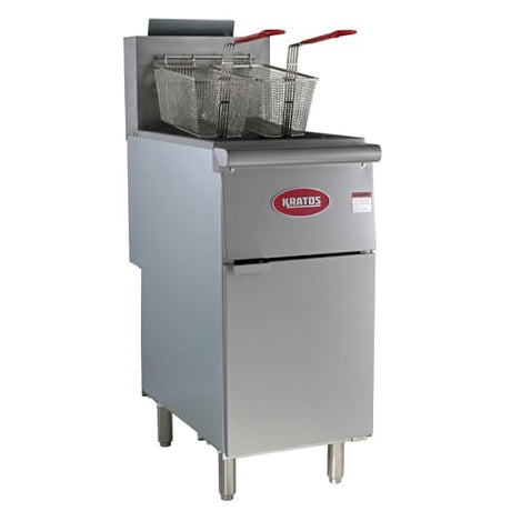 Kratos Commercial Deep Fryer - Three Heating Tubes, Floor Standing, Gas Powered, 40 lb. Capacity, 90,000 Total BTU, 15.5W (29Y-010-NAT) Kratos