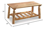 CASTLECREEK Log Coffee Table, Rustic Natural Weathered Look Wooden Rectangular Center Tables for Living Room CASTLECREEK