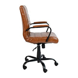 Flash Furniture Whitney Mid-Back Desk Chair - Brown LeatherSoft Executive Swivel Office Chair with Black Frame - Swivel Arm Chair Flash Furniture