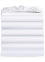 Maple&Stone Twin Fitted Sheet Only - Bulk Pack of 6 Bottom Sheets - Premium Soft & Breathable, Brushed Microfiber Fabric for Twin Size （White） Maple&Stone
