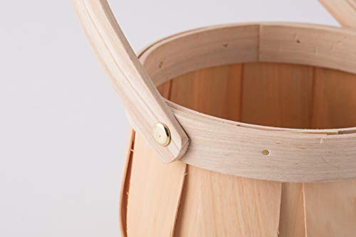 Vintiquewise Small Round Natural Woodchip Wooden Decorative Storage Basket with Handle - WoodArtSupply