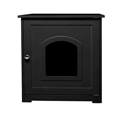 zoovilla Kitty Litter Cabinet – Hidden Litter Box Furniture, Black For house-cats zoovilla