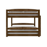 DHP Phoenix Convertible Low Wood Floor Bunk Bed, Stackable and Detachable Bed Frames for Kids, Solid Wood, with Ladder, High Guardrail, Wood Slats, No Boxspring Required, Full-Over-Full, Mocha DHP
