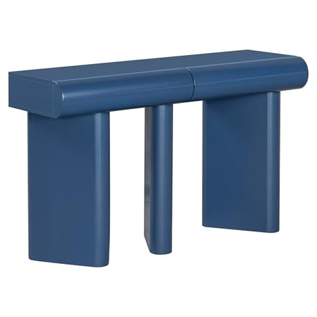 48" Stonehenge Style Modern Console Table with Storage Drawers, Wood Minimalism Industrial Curved Entryway Table for Entrance, Hallway, Living Room (Blue) Virubi