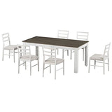 LUMISOL Solid Wood 7 Piece Kitchen Table Set with Chairs Farmhouse Extendable Dining Room Table Set with Storage Drawer for 6, Brown+White LUMISOL