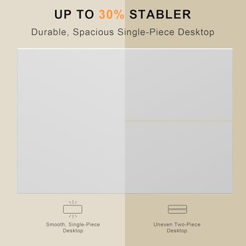 WALKINGDESK 48x24 Inches Whole Piece Electric Standing Desk, Seamless One Piece Height Adjustable Sit to Stand up Desk for Home Office, Ergonomic Computer Workstation, White WALKINGDESK