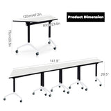 Folding Conference Tables,47.2x23.6x29.5in Modern Conference Room Tables Seminar Mobile Training Tables,with Caster Modular Flip Top Meeting Table for Office Conference Room (Trapezoid, 4 Pack) Crevew