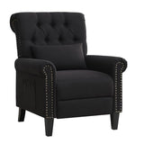 choairy Pushback Recliner Chair, Accent Push Back Chairs with Adjustable Footrest, Upholstered Linen Reclining Sofa with Side Pocket, Comfy Modern Armchair for Living Room, Bedroom, Black