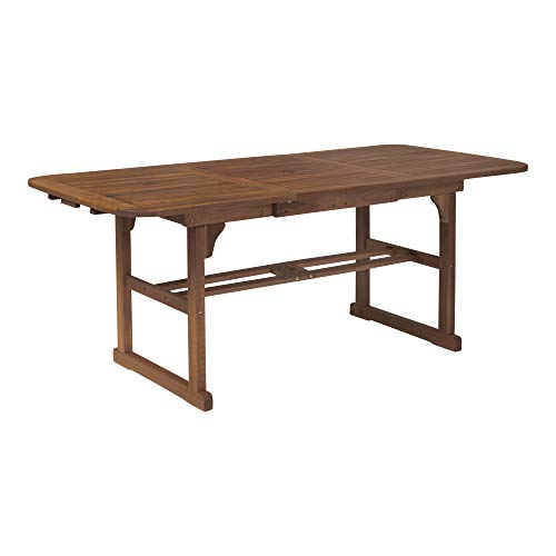 Walker Edison Maui Modern Solid Acacia Wood Slatted Patio Dining Table, 78 Inch, Dark Brown Walker Edison