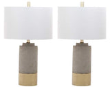 SAFAVIEH Lighting Collection – Set of 2 Modern Contemporary Farmhouse Grey Concrete & Gold 24-Inch Table Lamps for Bedroom, Living Room, Home Office, LED Bulbs Included (LIT4451A-SET2) SAFAVIEH
