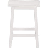 PJ Wood 24-Inch Backless Solid Wood Saddle Seat Counter Stools in White - Set of 2 PJ Wood