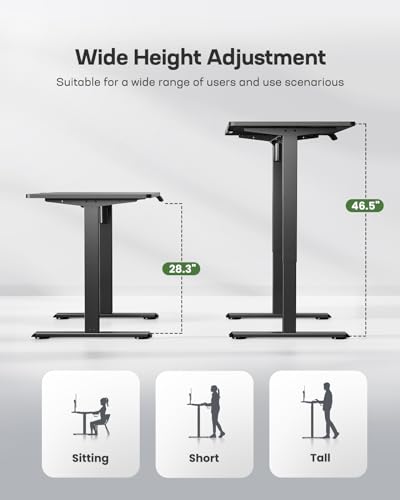 Marsail Electric Standing Desk, Adjustable Height Stand up Desk, 55 x 24 Inches Sit Stand Home Office Desk, Computer Desk, Black Marsail