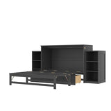 KEIKI Full Size Murphy Bed Chest, Folding Cabinet Wall Bed Frame with Storage Drawers & Shelves, Space Saving Hideaway Cabinets Beds Frames for Apartment Bedroom Guest Room, Wood Slat Support, Gray KEIKI
