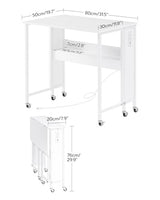 CHOEZON 31.5" Modern White Folding Computer Desk with Power Outlets, Wheels, Storage, Perfect for Small Spaces White TDN01UWB CHOEZON