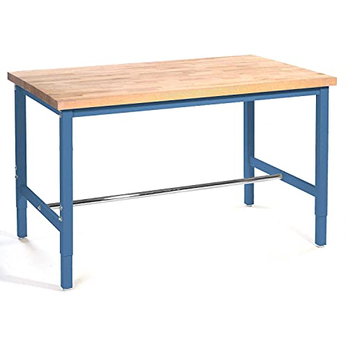 Global Industrial Production Workbench - Birch Butcher Block Square Edge - Blue, 72"W x 30"D Global Industrial