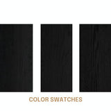 NTC Ruby Burnt Black Wooden Bed Frame with Natural Rattan Headboard, Silent Slats, and Solid Oak Foundation - King Size NTC