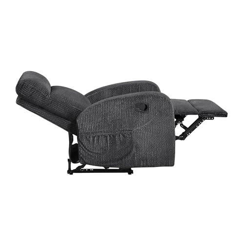 Lexicon Manual Recliner Chair, Textured Microfiber Reclining Chair, Wall Hugger, Track Arms, Magazine Pockets, Manual Recliner for Living Room/Office/Apartment, Easy Assembly, Dark Gray