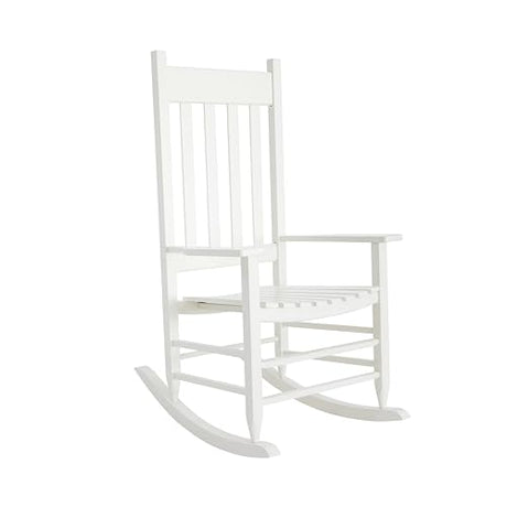 HOMESTEAD Wooden Rocking Chair for Indoor and Outdoor, FSC Acacia Wood, Supports up to 250 LB (White) HOMESTEAD