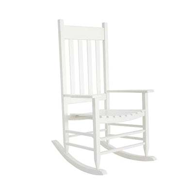 HOMESTEAD Wooden Rocking Chair for Indoor and Outdoor, FSC Acacia Wood, Supports up to 250 LB (White)