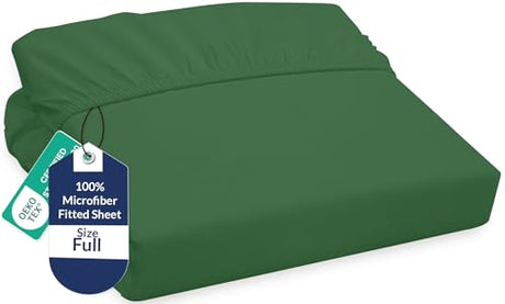 Royale Linens Fitted Sheet Full - Ultra Soft 1800 Brushed Microfiber - Hotel Luxury Bottom Sheets - Wrinkle Free & Fade Resistant - Deep Pocket Fitted Sheet Only (Full, Hunter Green) ROYALE LINENS