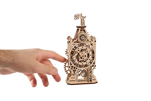 UGEARS Old Clock Tower 3D Wooden Puzzle - Wooden Mechanical Model Kit to Build - DIY Puzzle Clock Toy with Spinning Mechanism - Brain Teaser Building Set for Adults - WoodArtSupply