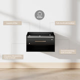 Bamboo Floating Nightstand with Storage Drawer and Modern Open Shelf Cubby，Bedroom, Living Room, Kitchen, Tool Room for use. (Black, Assembly) Dexgva