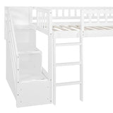 Harper & Bright Designs Kids Loft Bed with Slide and Storage Stairs, Twin Size Wooden Loft Bed with Built-in Ladder, White Harper & Bright Designs