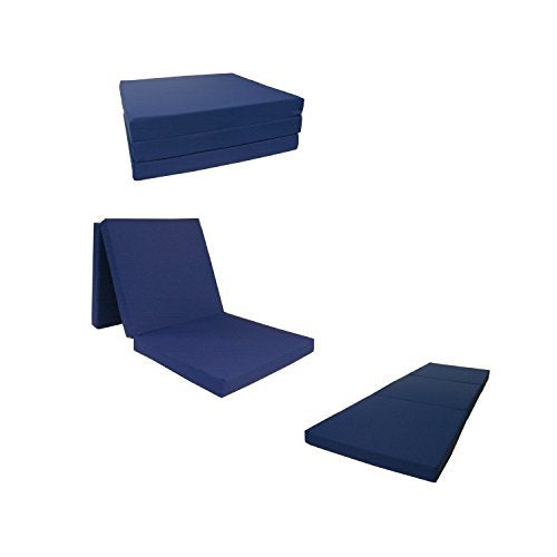 D&D Futon Furniture Trifold Foam Beds, Floor Tri-Fold Bed, Foldable Shikibuton Mattress Cushion Topper Mat for Space Saving Sleepover 3x27x75 in,Navy Blue D&D Futon Furniture