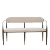 Christopher Knight Home Names Modern Metal Loveseat, Living Room Fabric Upholstered Settee, Curved Open Backrest 2-Seater Sofa, Cozy Couch for Bedroom, Apartment, Home Office, Black+Coffee+Beige Christopher Knight Home