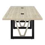 NBF District 12FT Industrial Conference Table - Wooden Conference Room Table with Power Outlets & USB Ports - Business Style Training Tables for Home Kitchen, Sunlight Ash nbf signature series