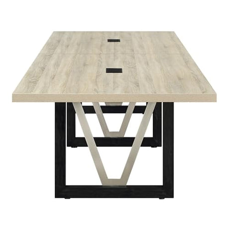 NBF District 12FT Industrial Conference Table - Wooden Conference Room Table with Power Outlets & USB Ports - Business Style Training Tables for Home Kitchen, Sunlight Ash nbf signature series