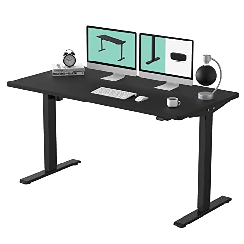 FLEXISPOT Standing Desk 55 x 28 Inches Stand Up Desk Workstation Home Office Computer Height Adjustable Desk (Black Frame + 55" Black Top 2 Packages) - WoodArtSupply