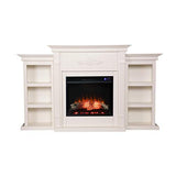 SEI Furniture Tennyson Electric Fireplace with Bookcases, New Ivory SEI Furniture