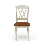 Home Styles Monarch Double X-back White and Oak Dining Chairs, with Solid Hardwood Construction, Turned Legs, and Distressed Oak Finish, Set of Two homestyles