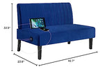 STHOUYN Mini Comfy Couch Armless Loveseat Sofa with USB Port, Velvet Couches for Small Spaces Living Room, Apartment Office Dorm (Navy Blue) STHOUYN