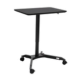 Seville Classics Airlift Height Adjustable Pneumatic Laptop Sit Stand Desk Mobile Rolling Cart, Computer Workstation for Home Office, Classroom, Black, 28" Premium Desktop (New Model) Seville Classics