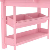 Bellemave Twin Loft Bed with Storage Boxes and Bookshelves, Solid Wood Kids Loft Bed with Desk and Blackboard, Low Loft Beds Frame for Kids, Girls, Boys, Childlike Design, Pink Bellemave