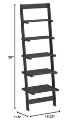 Skinny Ladder Bookshelf - 5-Tier Shelving Unit - Whitewash Wood Farmhouse Decor for Living Room, Bedroom, Office, and Entryway by Lavish Home (Gray) Lavish Home