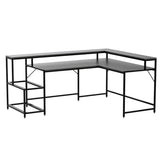 Tribesigns 69 Inch L Shaped Desk with Monitor Stand, Large Reversible Corner Desk with Storage Shelf, Industrial Computer Table Writing Desk for Home Office, Black Tribesigns
