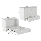 AFI, Nantucket Queen Murphy Bed Chest with Mattress, Storage Drawer and Built-In USB Charger, White AFI