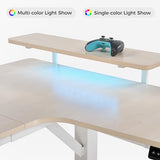 EUREKA ERGONOMIC Gaming Standing Desk with Keyboard Tray,74" U Shaped Studio Desk for Recording&Live,Electric Height Adjustable Desk w LED Convertible Shelves,Maple EUREKA ERGONOMIC