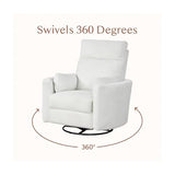 Pemberly Row Modern Chenille Fabric Swivel Recliner, Upholstered Seating Chair with Swivel Reclining Operation for Interior Seating Placement, Chenille Fabric in Oyster White Finish
