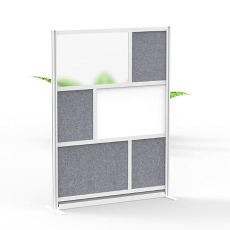 Workflow Modular Wall | Room Divider with Whiteboard, Sound Dampening, & Frosted Acrylic Panels | Expandable Office Partition for Privacy & Stability (53" x 70") S Stand Up Desk Store