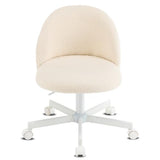 VINGLI Candy Chair Armless Cute Desk Chair,Comfy Small Office Chair with Wheels,Vanity Chair Lumbar Support,Teddy Adjustable Rolling Swivel Computer Task Chair for Home Office,Bedroom,Creamy Beige VINGLI